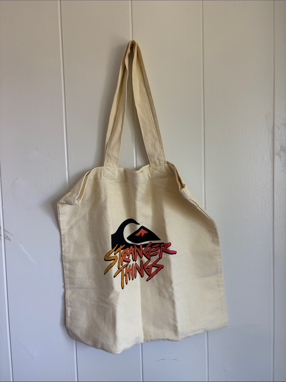 Quiksilver x Stranger Things Graphic Tote - White with Neon Logo